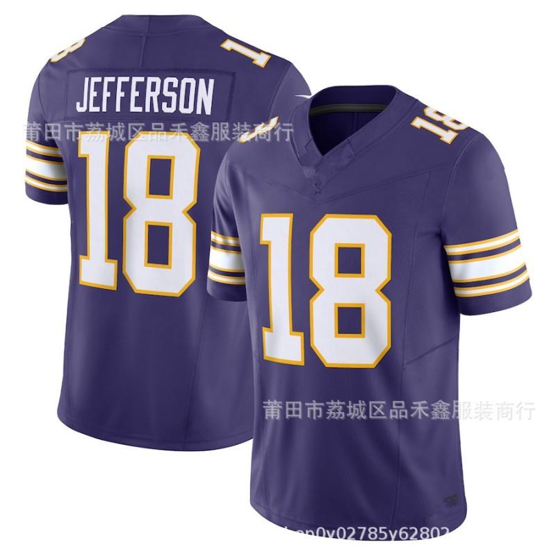 Unisex Cotton Football Jersey With Grid Purple Team Colors Training Casual Wear