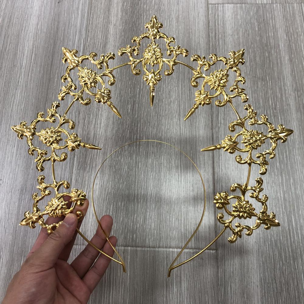 

Women Headpiece Sun Halo Crown Vintage Headwear Cosplay Girl Lolita Halloween Carnival Party Costume Props Metal Headband