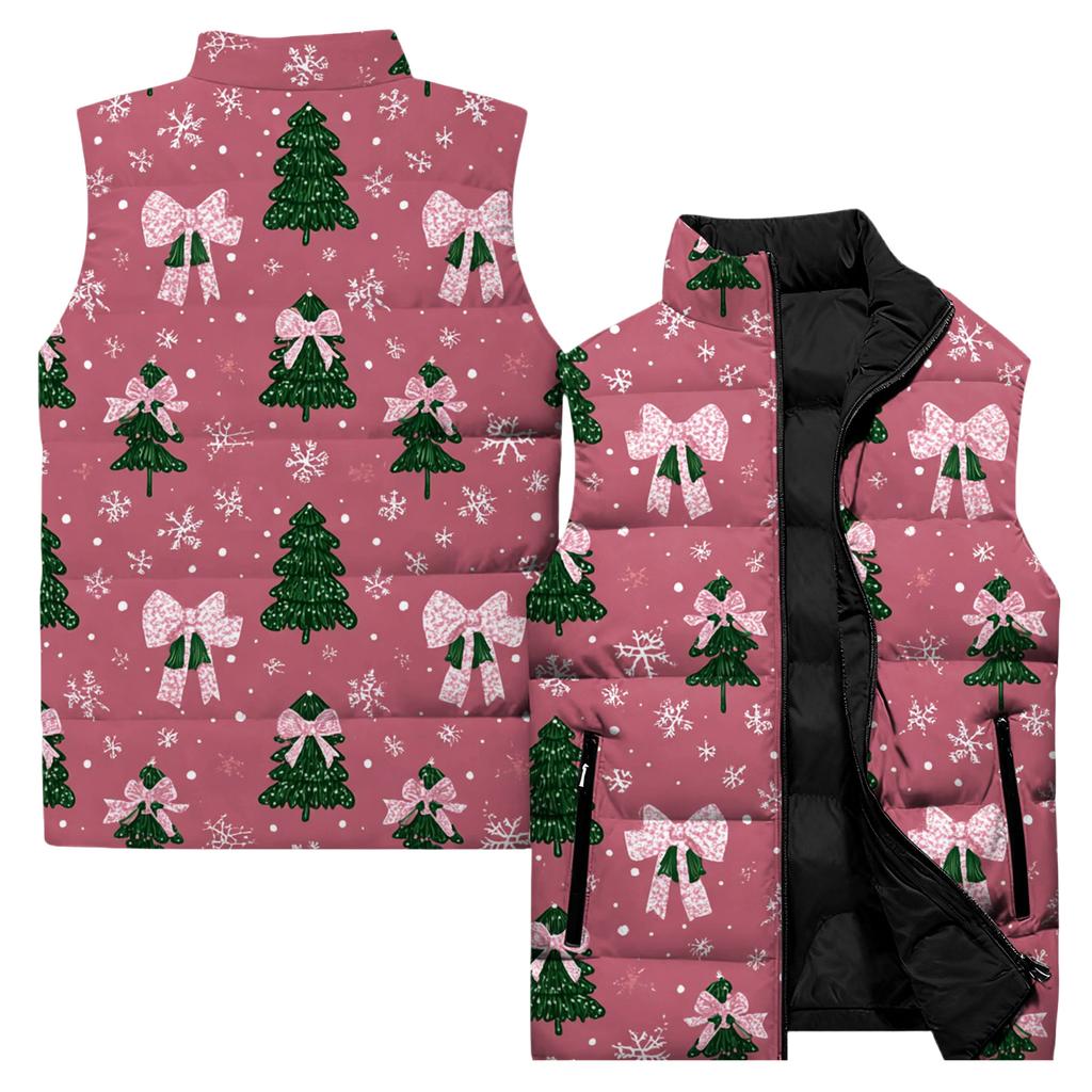 Ladies' Casual And Fashionable Sleeveless Vest Christmas Printed Cotton Jacket