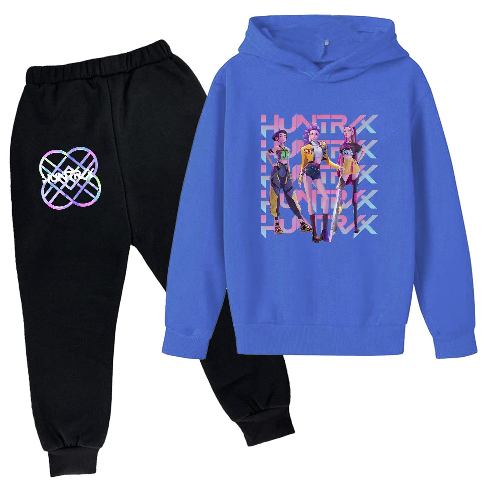 

Plush Long Sleeved Pants Loose Pullover Hoodie Set For Children 150