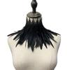 Natural Luxury Punk Cosplay Props Party Costume Necklace Feather Choker Neck Wrap Lace Collar