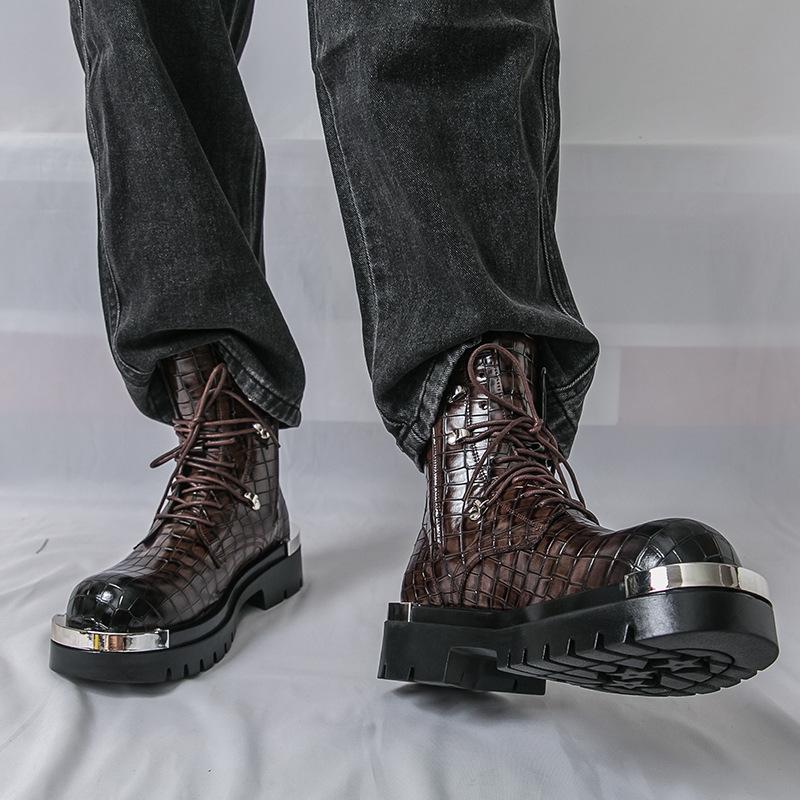 Men's Retro British Style High-Top Martin Boots - Autumn/Winter Thick-Soled Fashionable Large Size Shoes