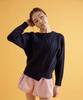 OWURA Unbalanced Cable Wool Knit Navy