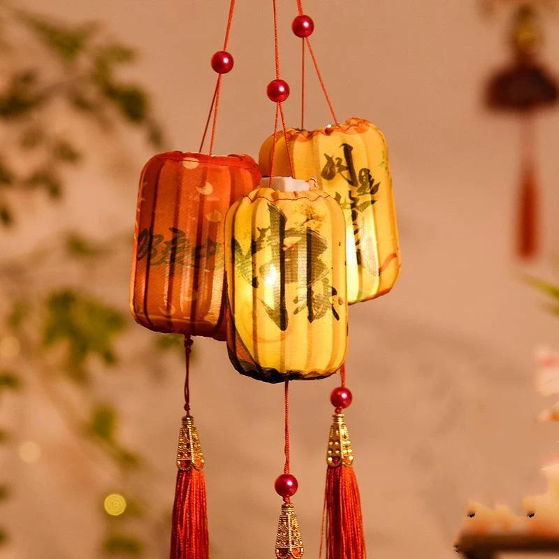 Handmade Lantern DIY Kit Glowing Cloth Orange Traditional Mid Autumn Lantern Perfect Festival Gift for Toddlers Kids
