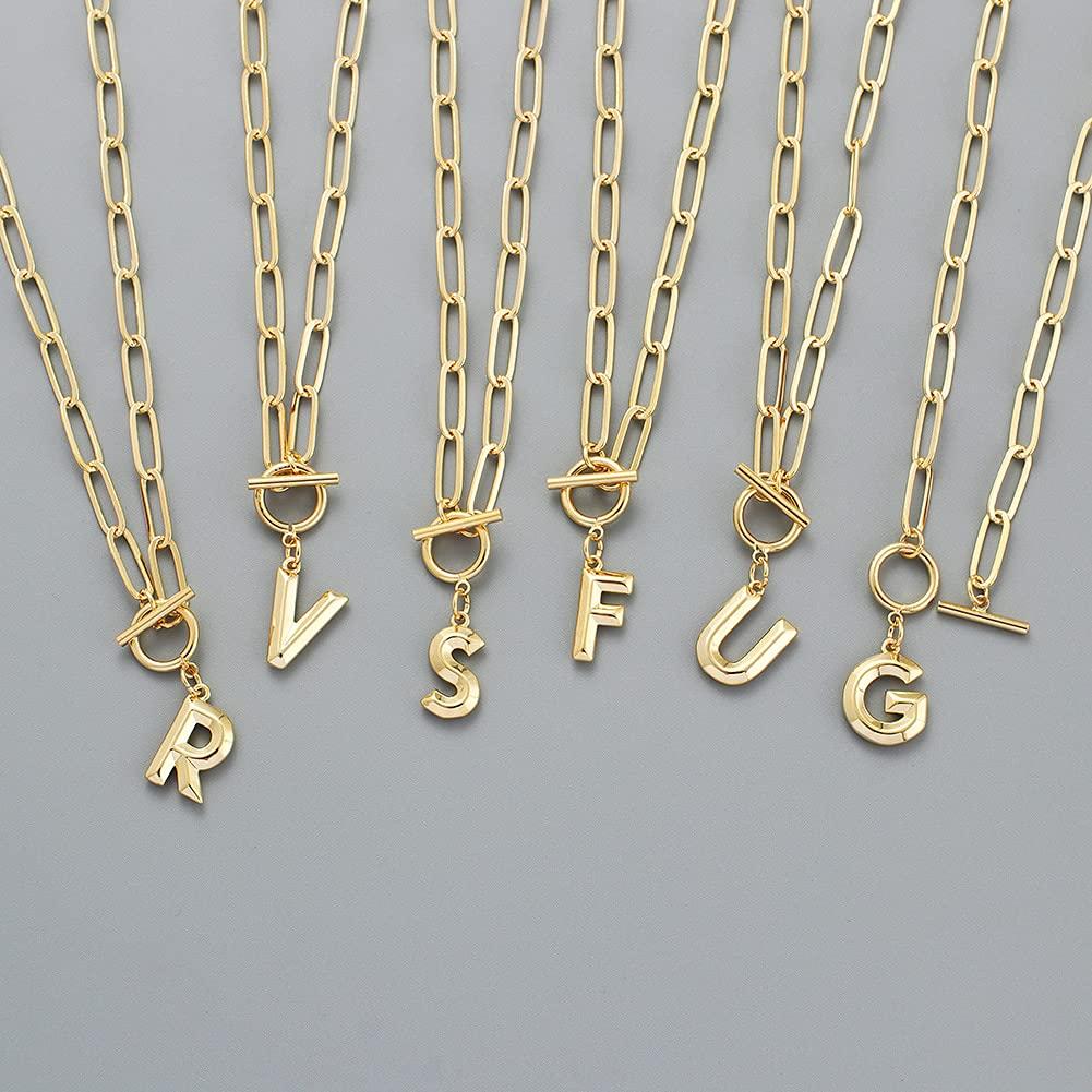 Necklace for Alphabet Necklace for Motif OT Hip Gift [Rockyu] Men, Gold, Women, Simple, A-Z Pendant, Chain, 50cm, Copper, Cool, Hop, Anniversary,