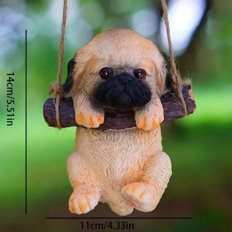 1pc, Resin Puppy Figurines, Cute Dog Wall Hanging Decor For Garden & Patio, Artistic Pot Climbing Pet Accents