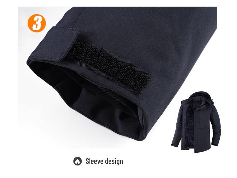 Men's 2025 Fleece-Lined Hooded Cotton Jacket: Windproof, Waterproof, Casual Outerwear