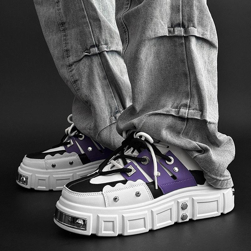 High Quality Men's Platform Shoes New Punk Skate Shoes Fashion Metal Rivet Decoration Casual Shoe Designer Shoes Zapatos Hombre
