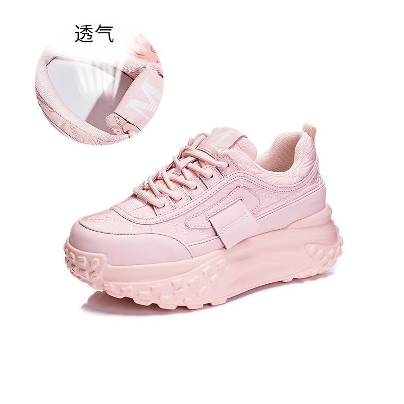 

Leather dad shoes women s 2025 spring new shoes women s height-increasing casual shoes women s platform sports shoes running shoes women 40 рожевий
