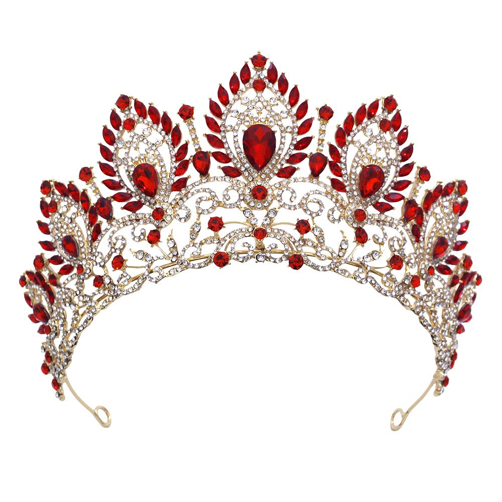 Vintage Opal Blue Crown Big Diadem Bride Crowns for Women Tiaras Wedding Dress Crown Hair Jewelry Princess Birthday Headdress