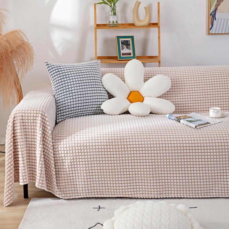 Double-Sided Retro Sofa Cover Nordic Sofa Cover Cotton Blanket Full Covered Non-Slip Sofa Cover Protective Cover
