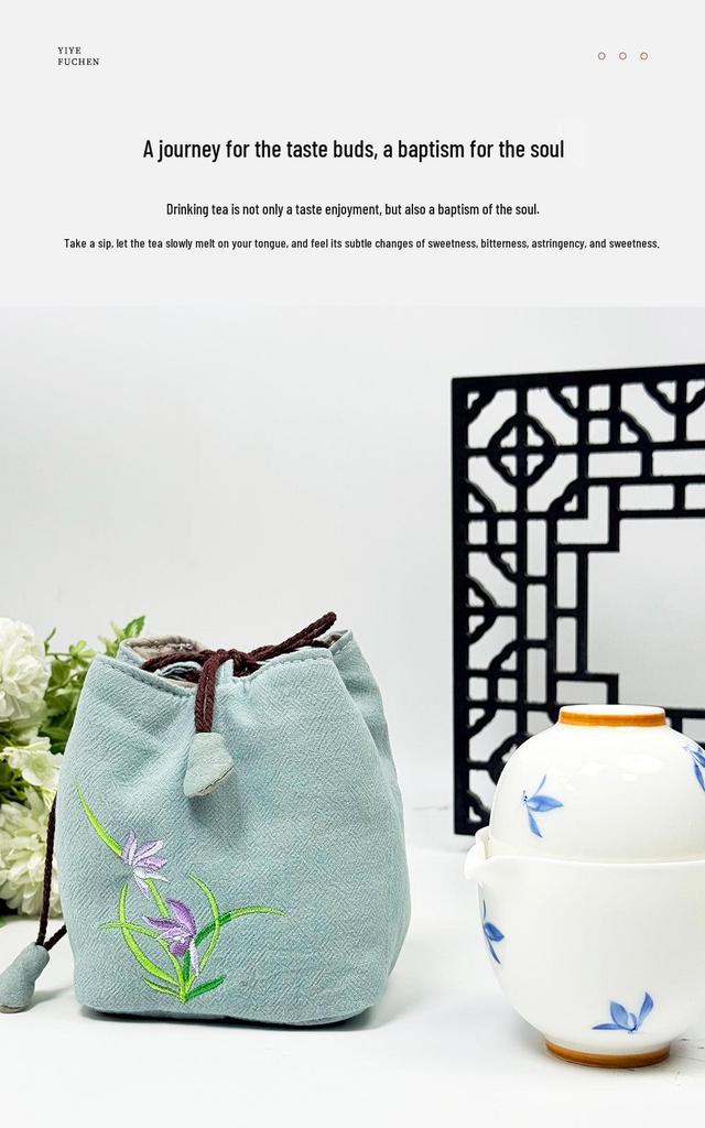 New Chinese Style Cotton Linen Tea Tasting Cup Bag - Thickened for Storage