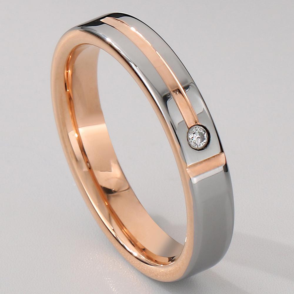 Luxus Rose Gold Farbe CZ Trauringe für Frauen Männer Wolfram Stahl Paar Band Jahrestag Liebhaber Schmuck Zubehör Geschenke