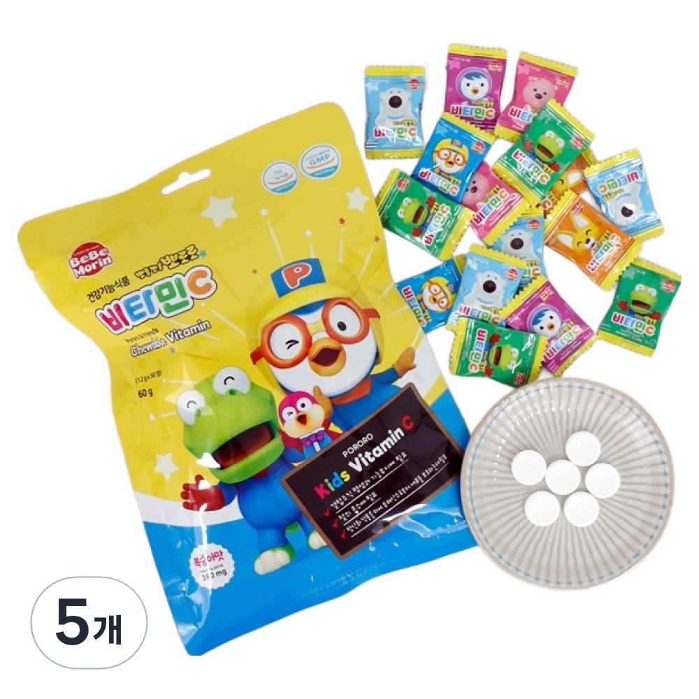 Bebemorin Pororo the Little Penguin Peach Flavor Vitamin C 50 Tablets 5 Pcs