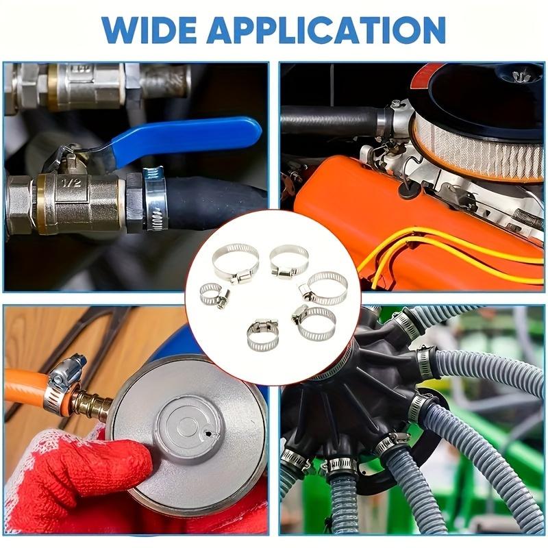34 PCS Stainless Steel Hose Clamp Set, Worm Gear Adjustable Range 1/4" - 1-1/8" (6-29mm), Durable Metal Clamps for Industrial Applications