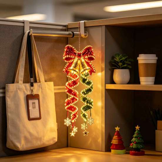 Bright LED Lights for Night Decor Christmas Magic Spiral Hanging Light, Decoration with Vertical Display Office Porch Entryway Doorway And Outdoor