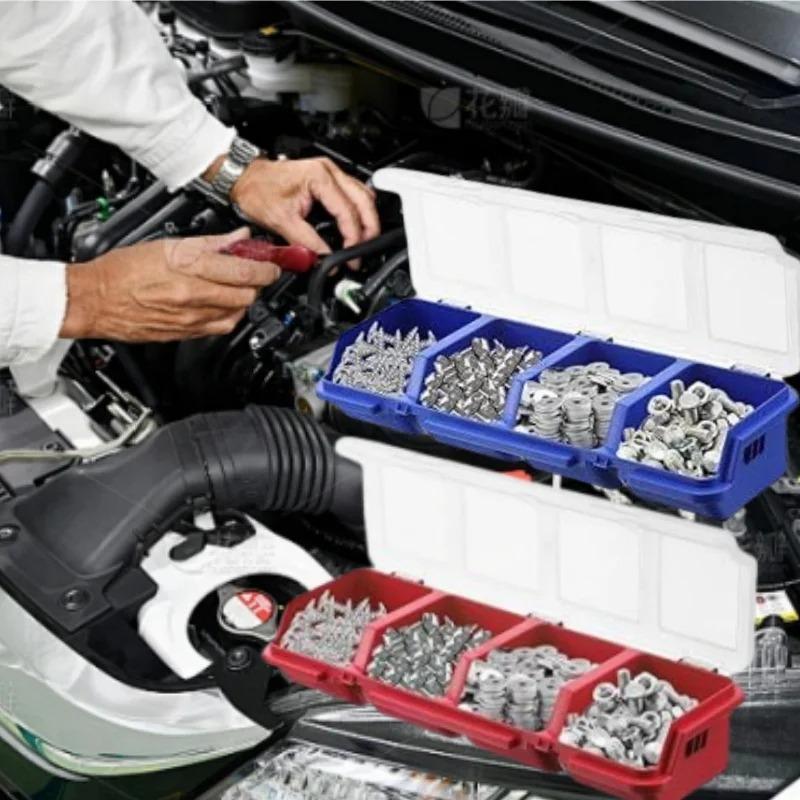 4 Fächer Kunststoffbox Mehrfachfach-Organizerbox für Schrauben & Kleinteile - Robuste Kunststoff-Hardware- und Schmuckaufbewahrungsbox