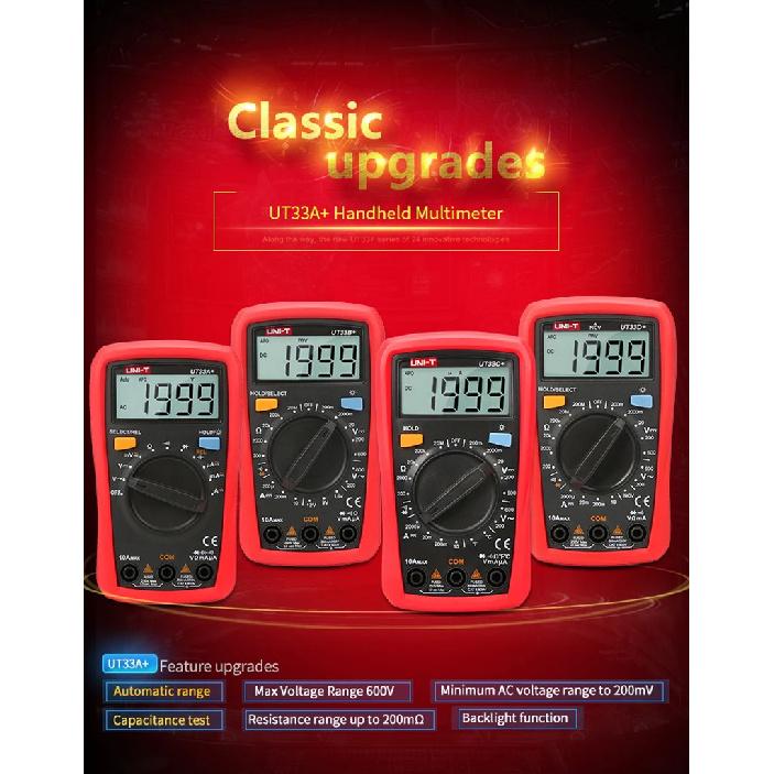 UNI-T Mini Multimeter UT33A+ UT33B+ UT33C+ UT33D+ UT120A UT120B UT120C UT123 UT123D UT125C Pocket Size Digital Multimeter