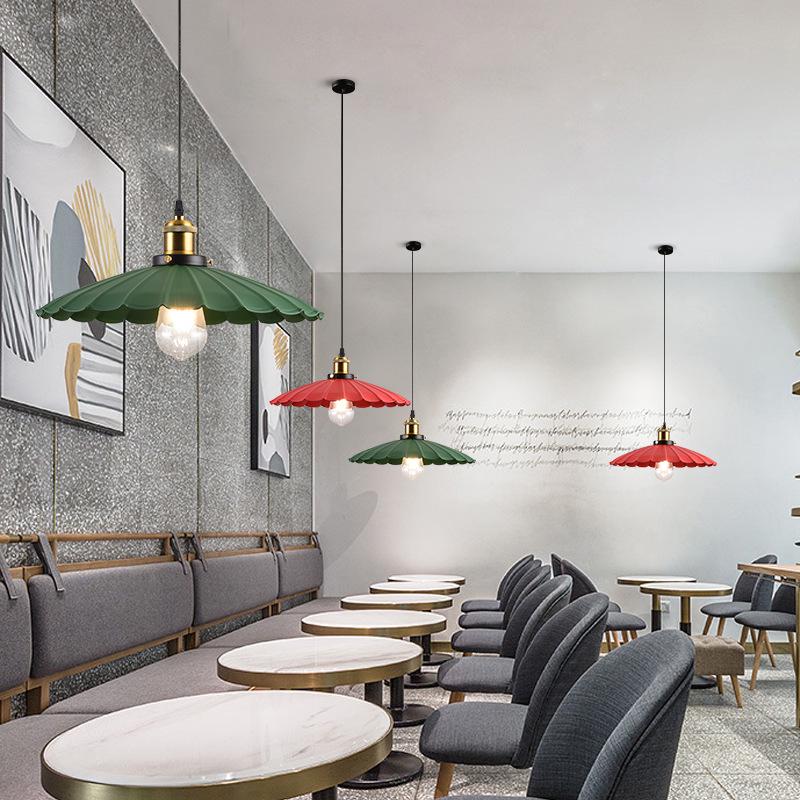 Vintage Hong Kong Industrial Red Hot Pot & BBQ Restaurant with Nostalgic Green Chandelier