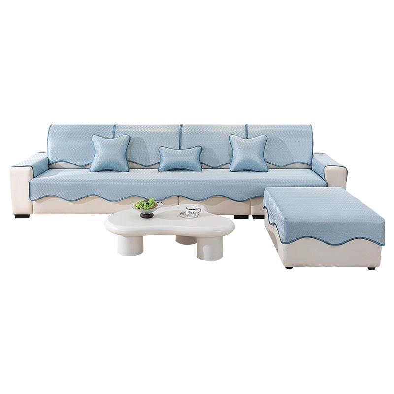 Summer Ice Silk Sofa Cover Minimalist High-End Cat Scratch Resistant Non-Slip Sofa Cushion Mat Cool Seat Footrest Chaise Lounge Protector