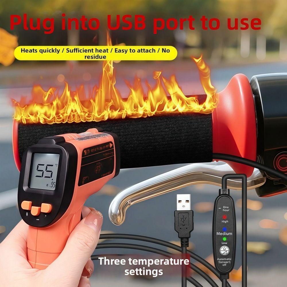 3 Gear Warmer Motorcycle Heated Handlebar Cover 5V/2A USB Heated Handgrips  Motorcycle Accessories