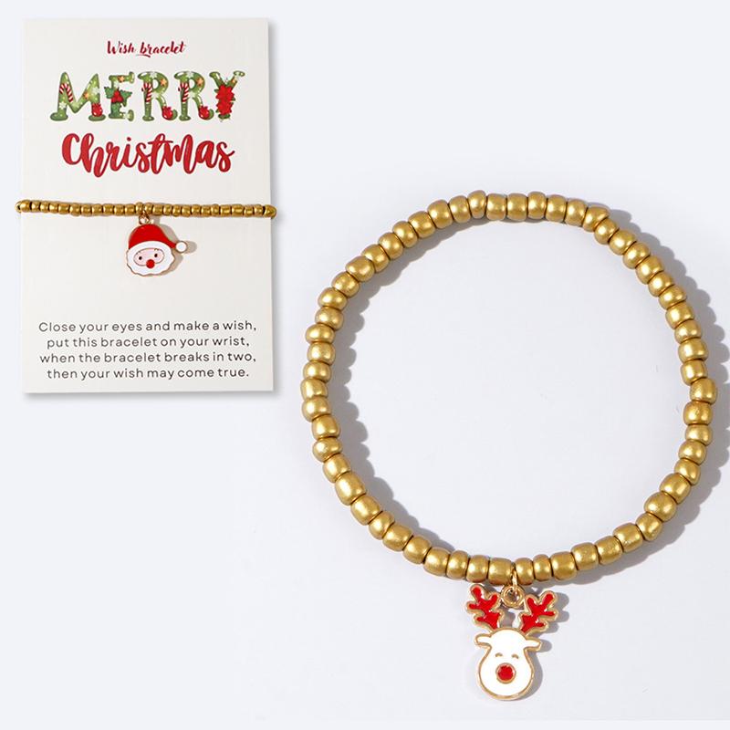 Christmas Colorful Beads Multi Element Pendant Bracelets For Women Santa Claus Tree Elk Bracelet Party Jewelry
