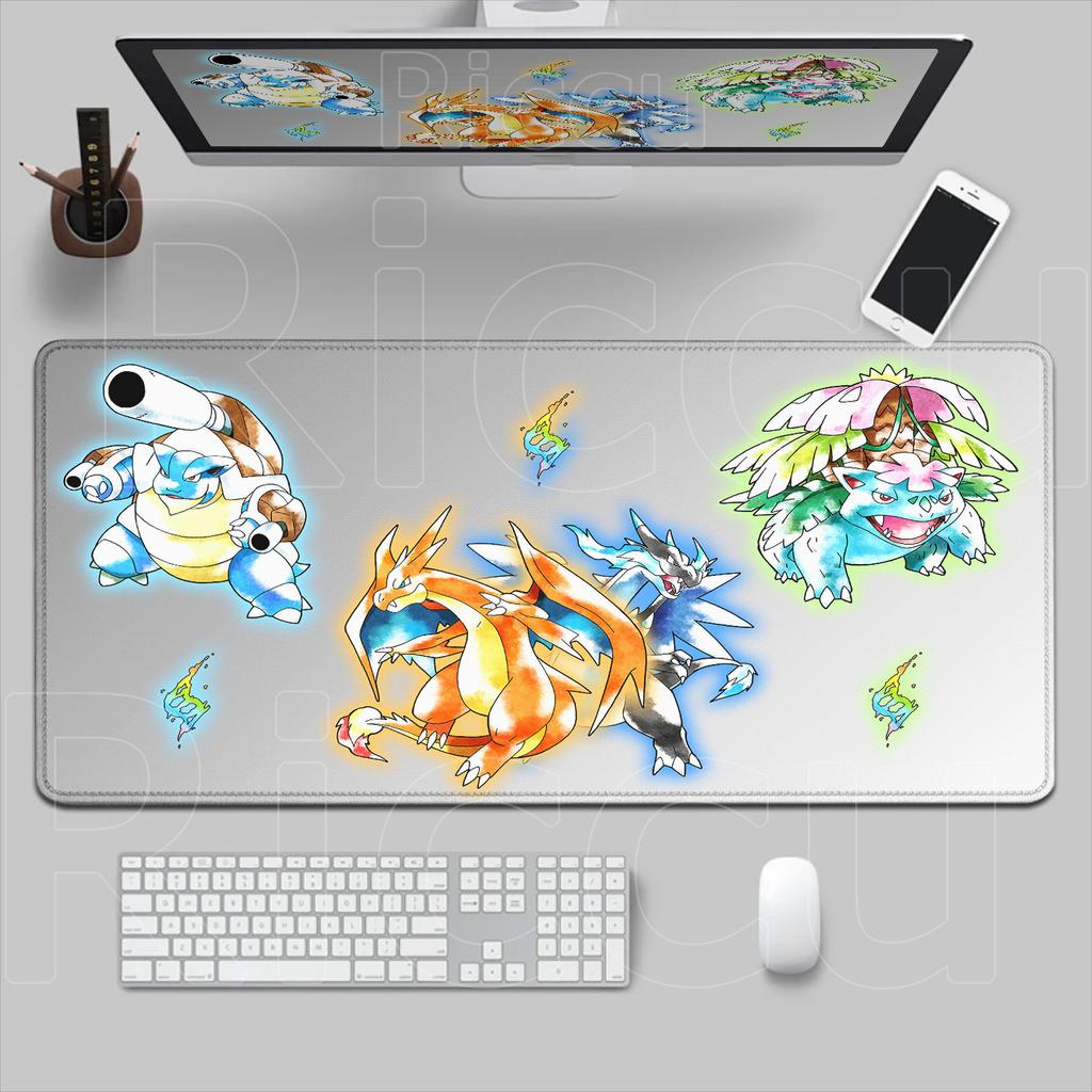 Pokemon Lucario Mouse Pad Non-slip Rubber Gaming Desk Mat Laptop Game XXL Keyboard Mice Mat Cabinet 900x400mm Mousepad HD Carpet