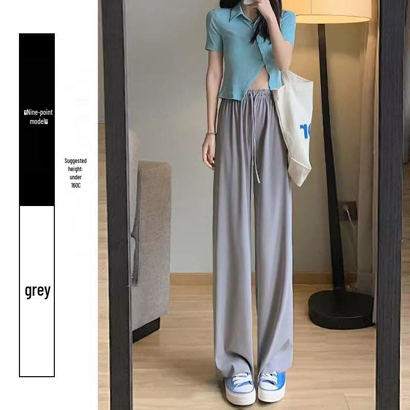 

Women s High-Waisted Ice Silk Quick-Dry Cropped Pants - Summer Sun Protection, Cool and Lightweight for Petite Figures M (approx. 41-45 kg)