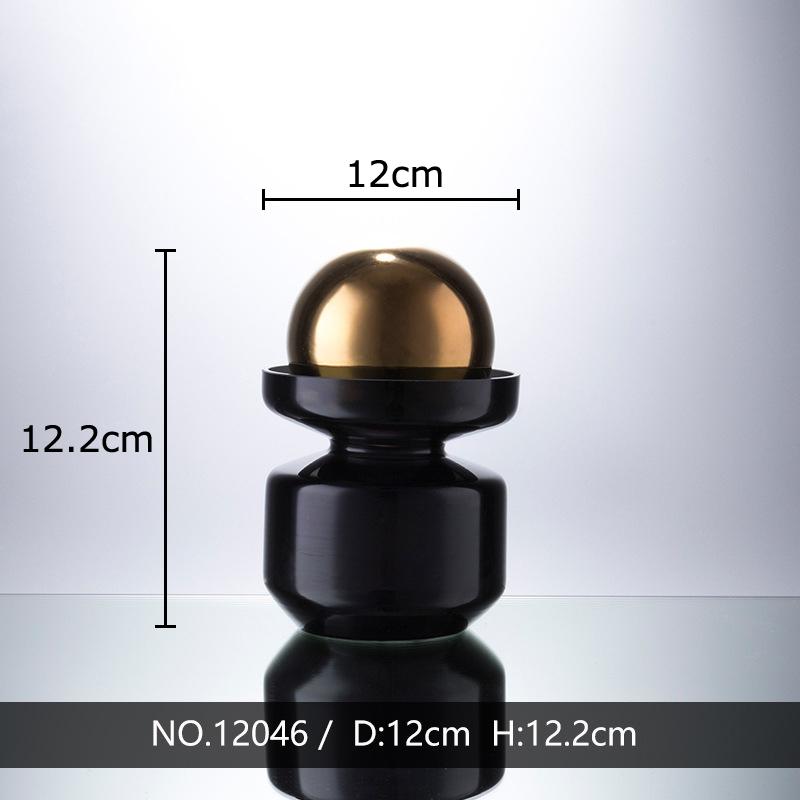 

Black Glass Vase with Golden Ball Lid Desk Decoration Flower Arrangement Hydroponics Flower Pots Floral Room Aesthetic Decor