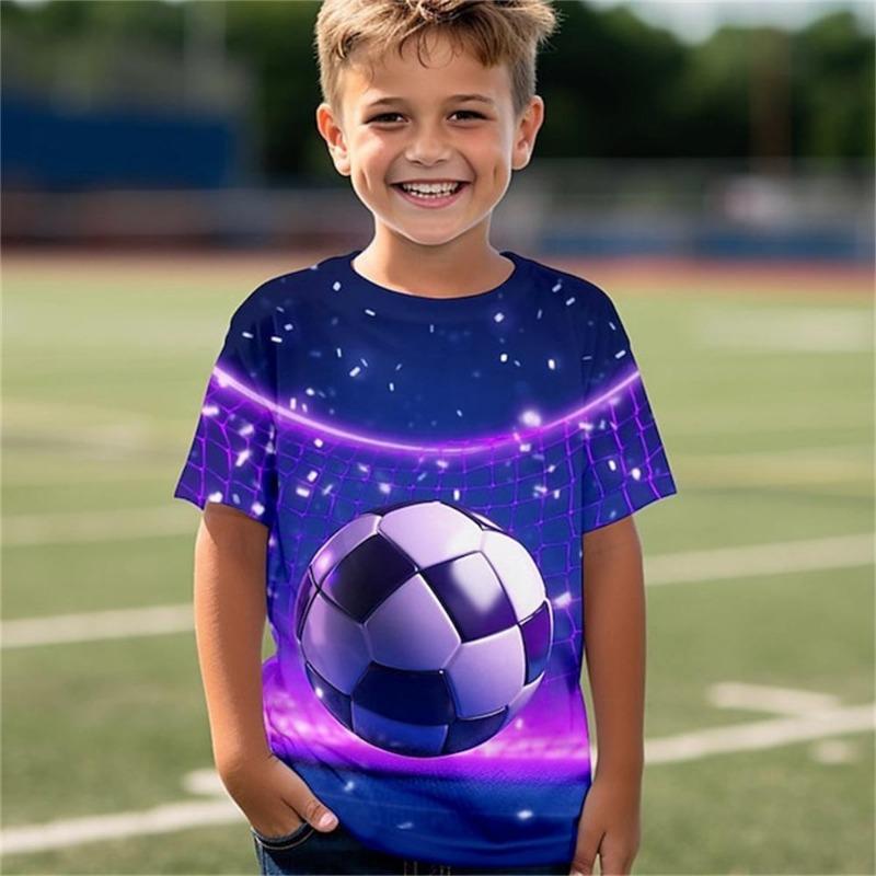 Kids Adult Football Pattern 3D Printed T-shirt Summer Women's and Men's Casual Outdoor Girl and Boy Short Sleeve Tees Top Clothing