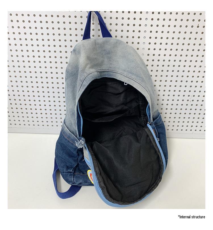 Retro Stern Patchwork Farbverlauf Denim Rucksack - Süße japanische Schultasche für Studenten