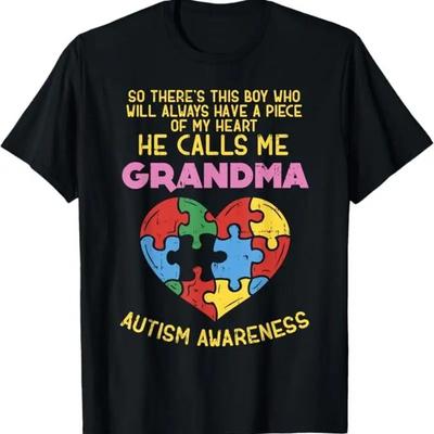 Grandma Autism Awareness Shirt Austistic Boy Piece My Heart TShirt
