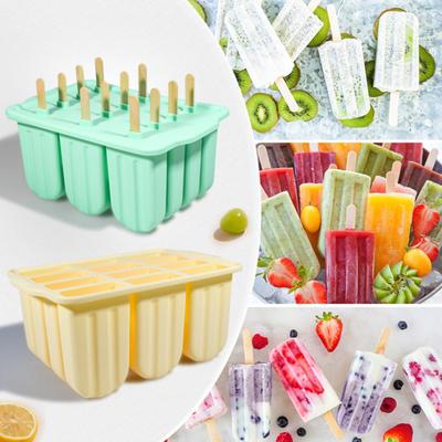 Silicone Popsicle Molds 12 Cavity DIY Ice Cream Molds with Wooden Sticks BPA-free Ice Lolly Mold Summer Kitchen Accessories