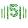 7pcs Green My World Candle Birthday Party Pixel Theme Birthday Party Video Game Party Decoration  0-9 Cake Top Digital Candles