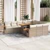 VidaXL Garden Furniture Set with Cushions 10pcs Beige Braided Resin Acacia, Outdoor Sofa Set, Sofa Set 3327649