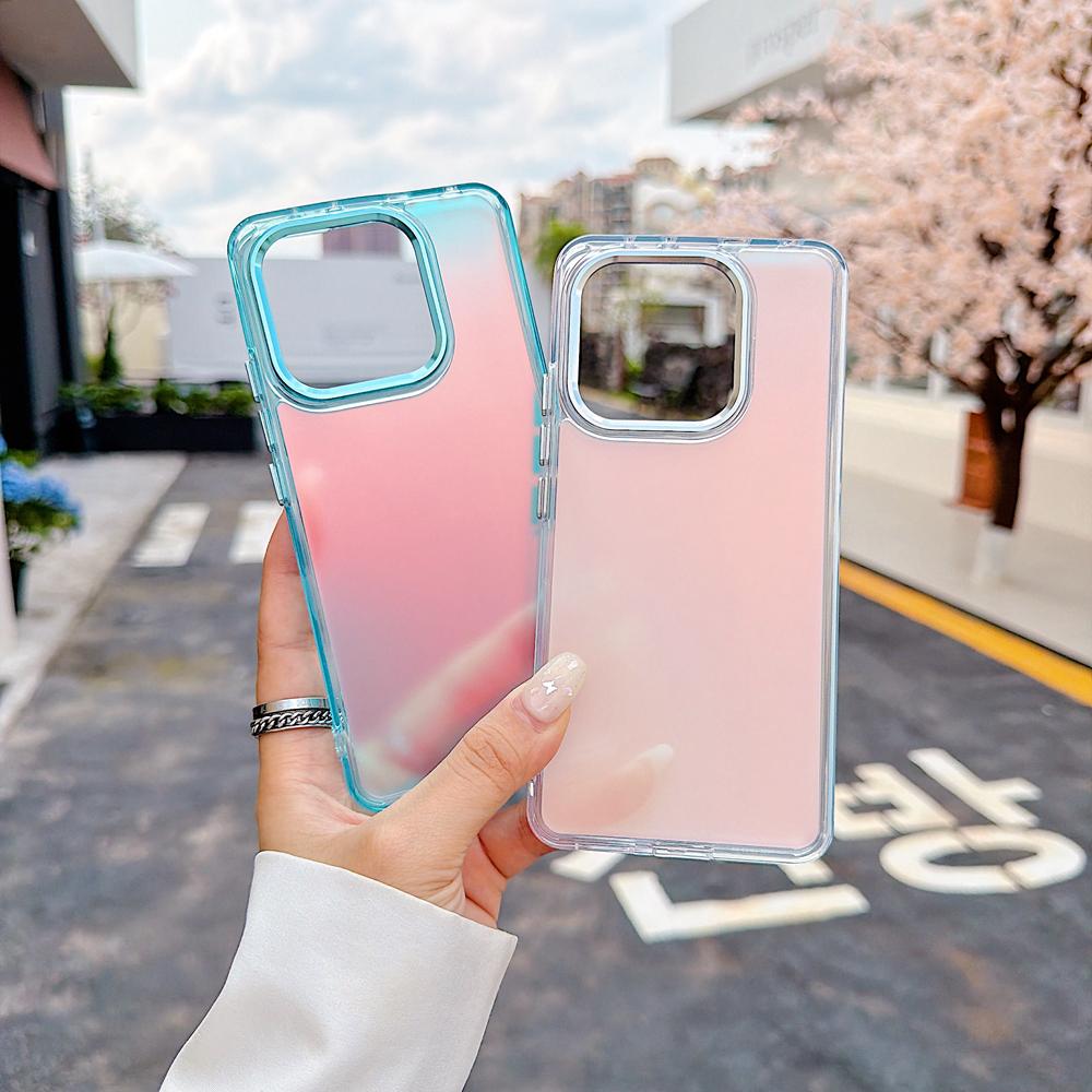 KEYSION Fashion Laser Gradient Colorful Phone Case for Xiaomi 14T 14T Pro 5G Soft TPU+PC Shockproof Back Cover for Xiaomi 14T 5G