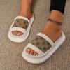 Fashion Women Home Slippers Cozy Open Toe Lightweight Sandals Warm Plush Fluffy Shoes Women Fuzzy Trend Non-Slip Slippers Slides Women