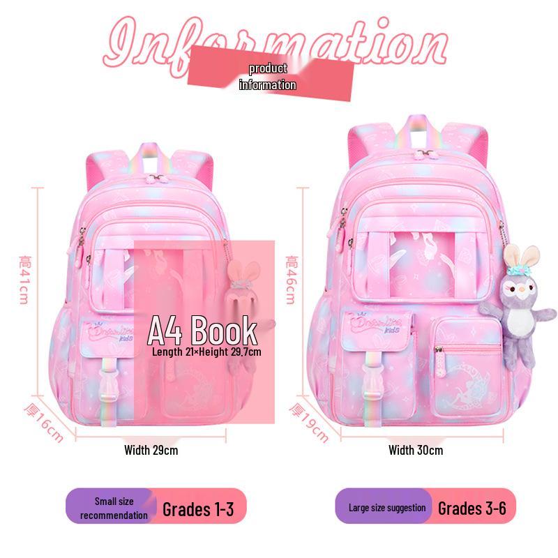 Dreamy Lightweight Backpack for Girls, Grades 1-6: Spine Protection & Load Reduction
