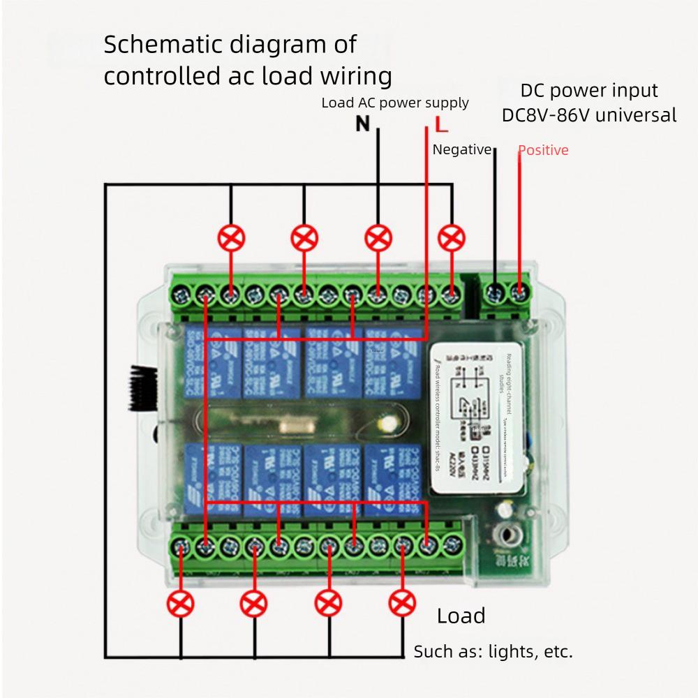 8 Channel Wireless 433MHA RF Remote Control Switch Jog/Self-Locking/Interlock Modes With 1/2 Wireless Remote Control For Motor