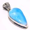 Natural Republic Larimar Gemstone 925 Solid Sterling Silver Pendant 1.58" k4Z39