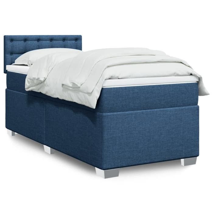 Maison Exclusive - Sommier à lattes de lit avec matelas Bleu 100x200 cm Tissu
