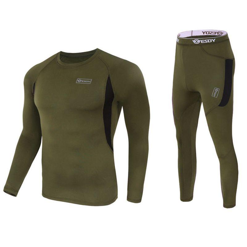 

Thermal Underwear Set for Men, Fleece-Lined, Thickened, Sweat-Wicking, Tight-Fitting, Suitable for Cycling and Skiing, Quick-Dry Winter Underwear Army Green M
