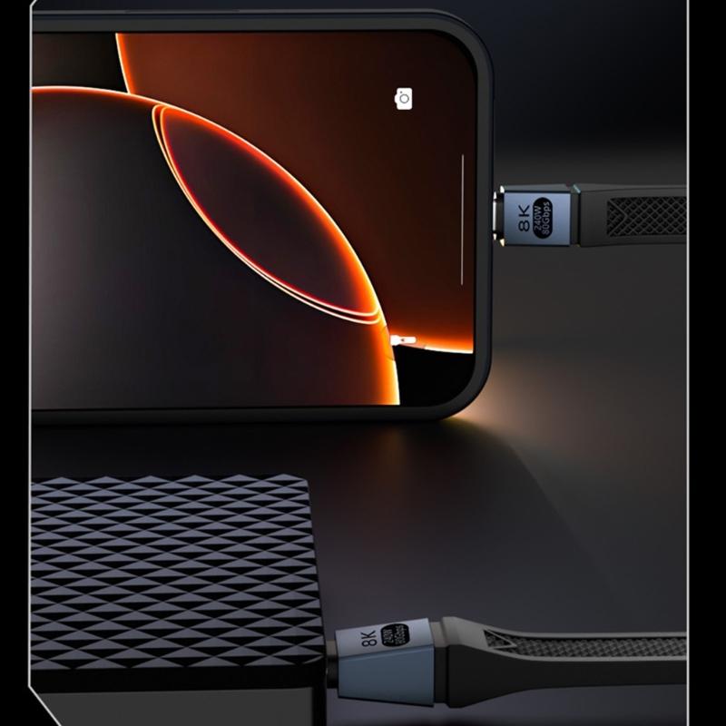 240W 80Gbps USB4 2.0 Short USB C To USB C Cable Fast Charging Type C Data Transfer 8K Data Charging Extension Cable