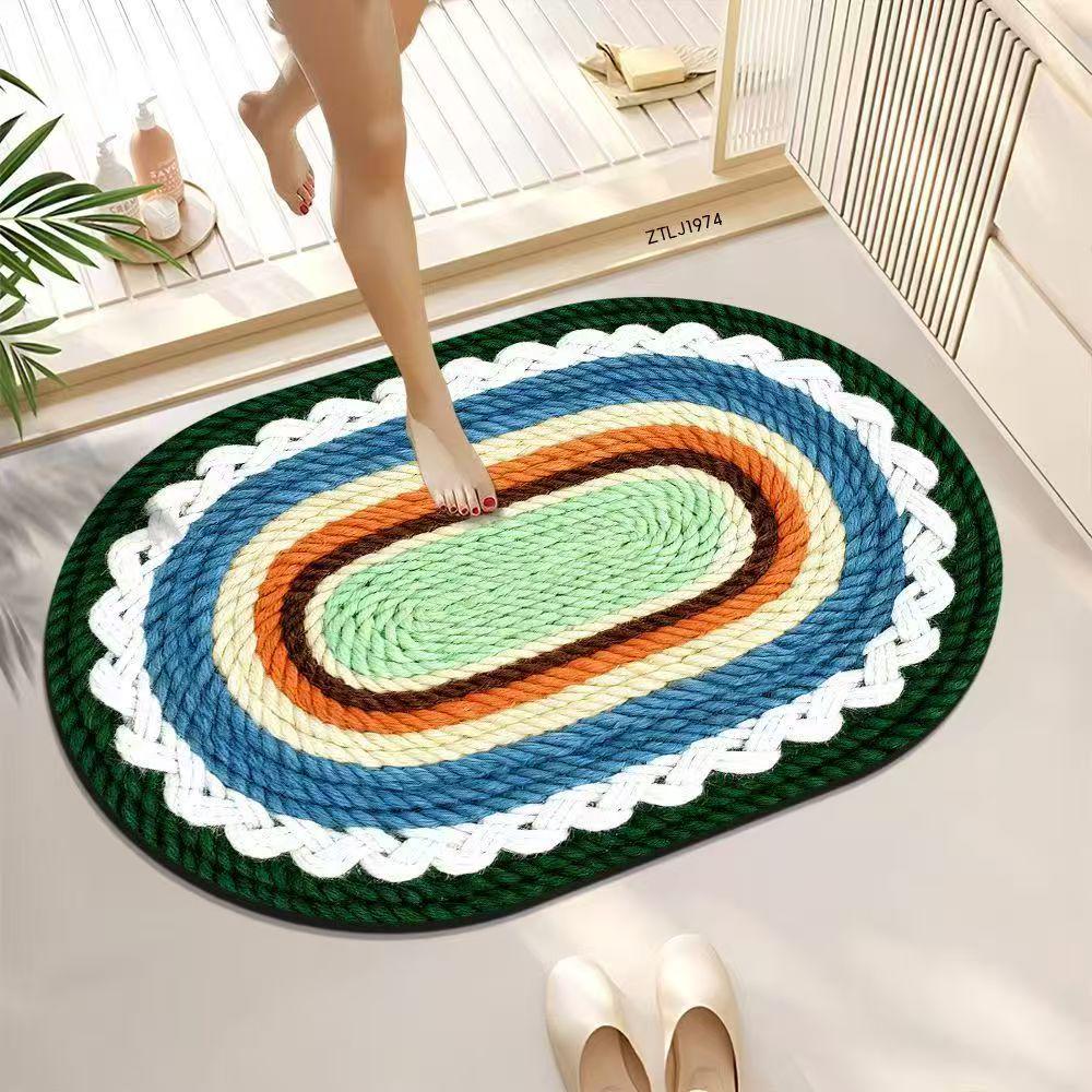 Minimalist Woven Diatomaceous Earth Bath Mat - Absorbent, Easy-Clean, Non-Slip for Bathroom or Entrance