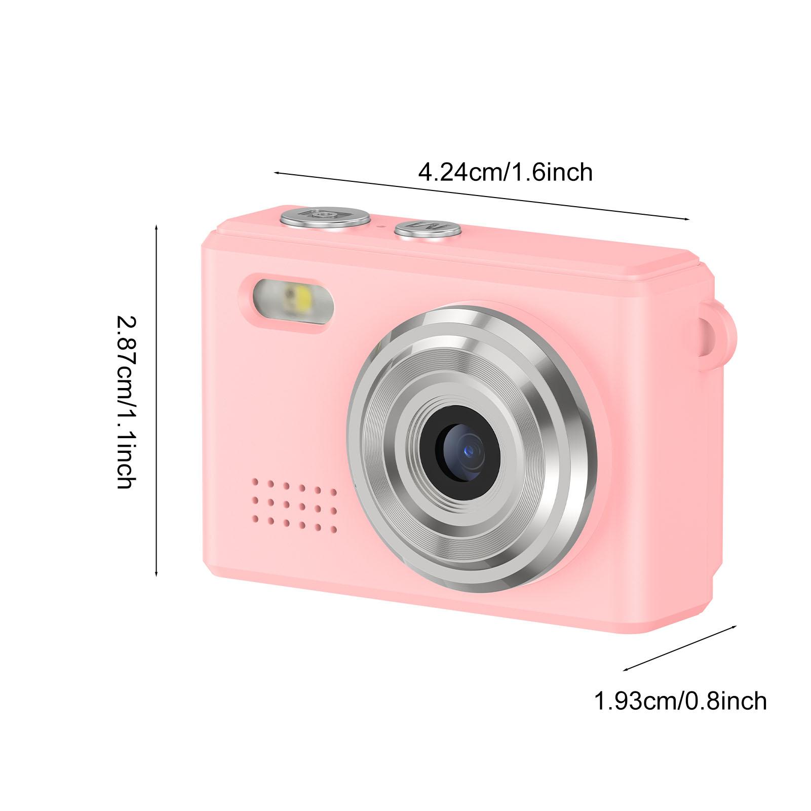

Digital Camera Keychain Camera 1080P HD Video 12MP Photo Portable LED Display 6 Filters Support for Travel Study Pinkish