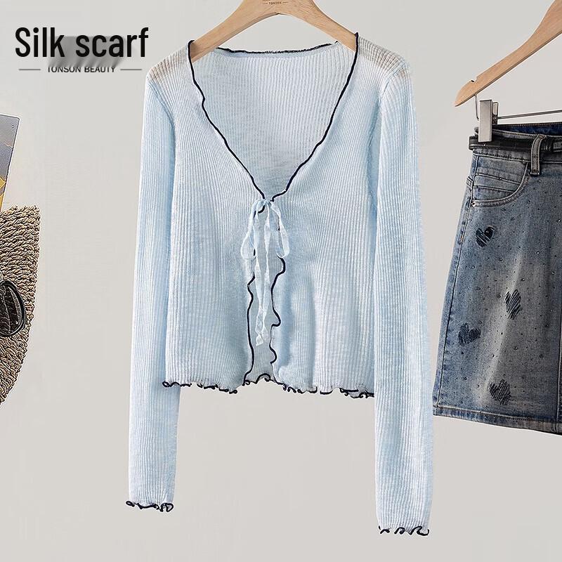 

Sibaishe Color Block Tie-Front Knit Cardigan M
