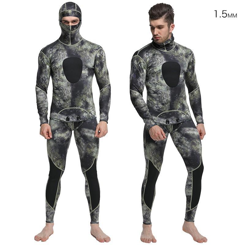 Heren Camo 2-delig Duikpak Duiken Snorkelen Speervissen 1.5mm 2mm 3mm Neopreen Thermisch Duikpak