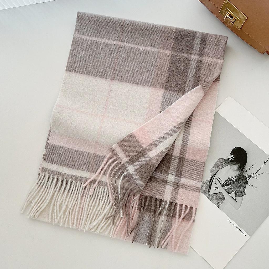 100% Pure Wool Scarf Female Winter Warm Cashmere Shawl Checkerboard Couple Accessory Outdoor Wrap Windproof Scarf