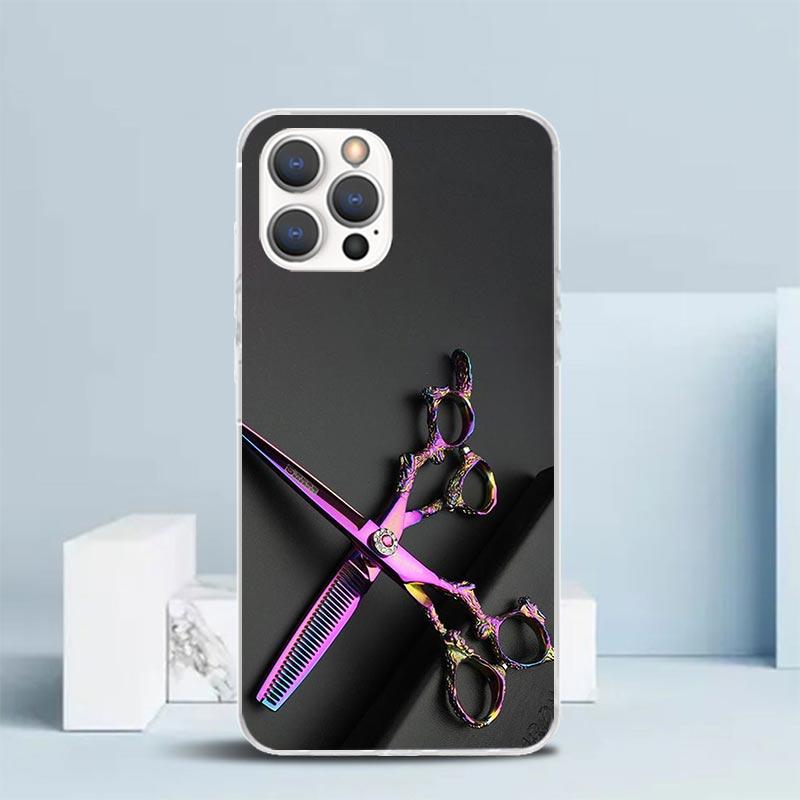 Hair Stylist Scissors Brush Phone Case For IPhone 16 17 Air 16E 15 14 Plus 13 Mini 12 11 Pro Max 7 8 + SE 2020 Soft TPU Back Cov
