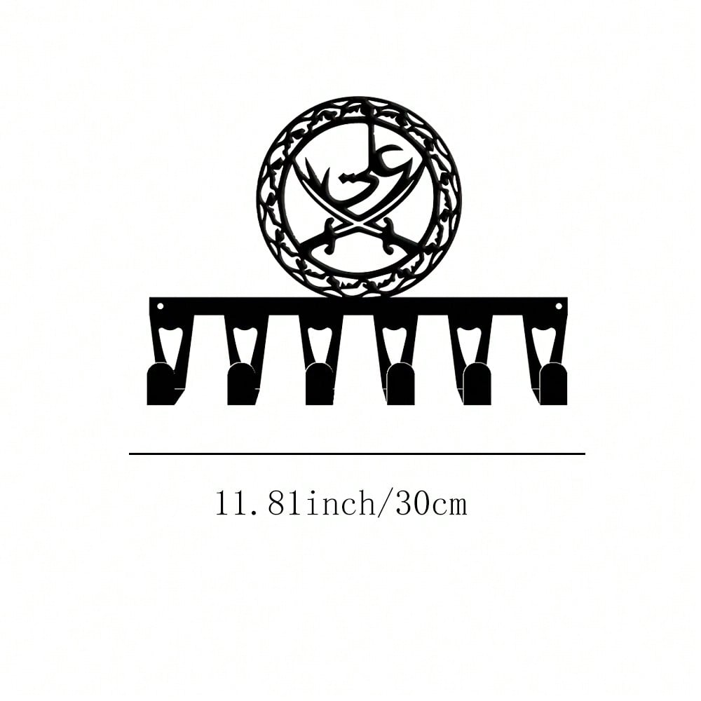 

Modern Arabic Calligraphy Key Hanger with 6 Hooks, Round Wall Decor for Hallway Bedroom Entryway